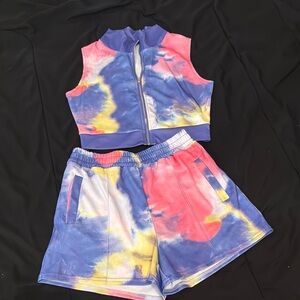 New Vibrant Tie-Dye Zip-Up Set